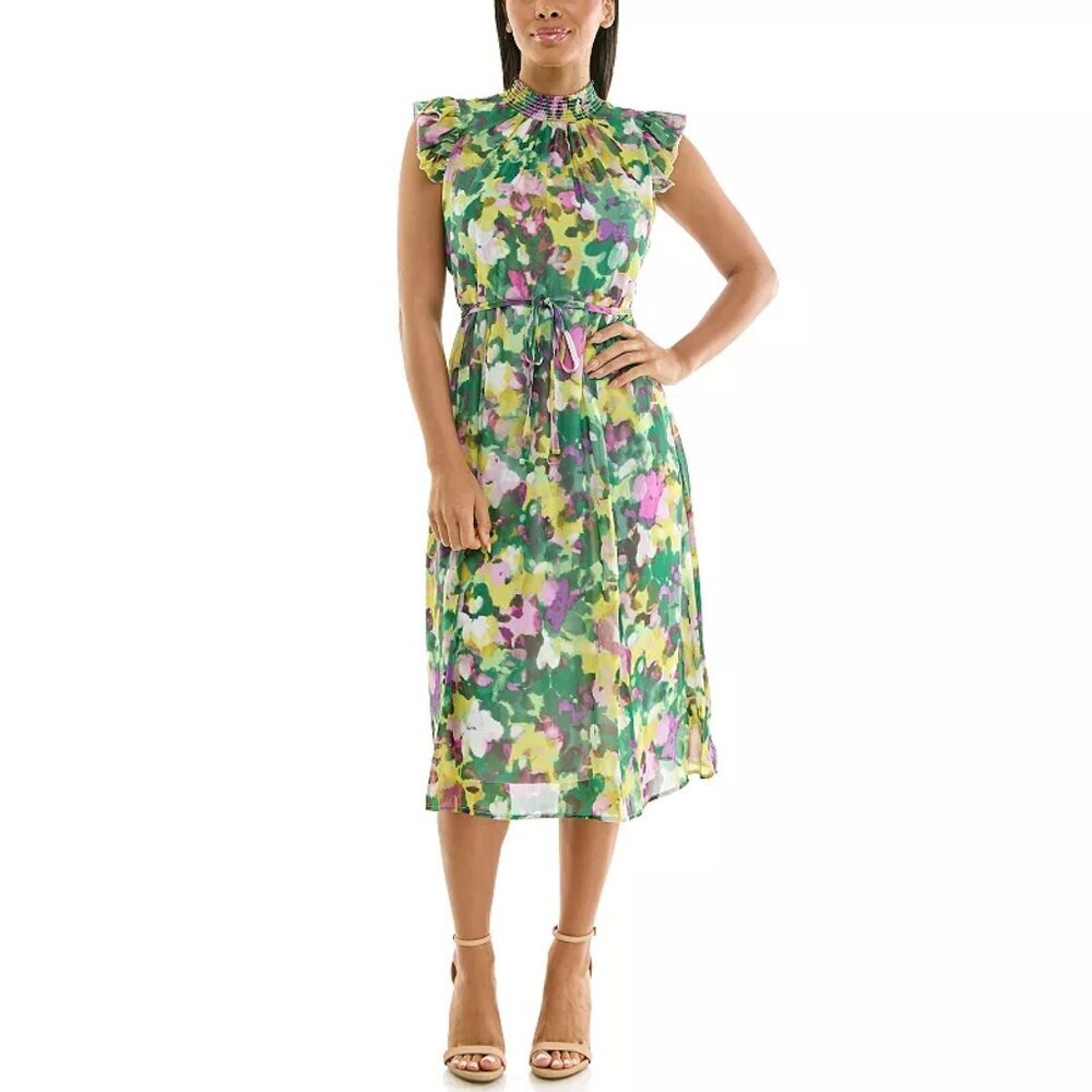 Smock Chiffon Midi Dress